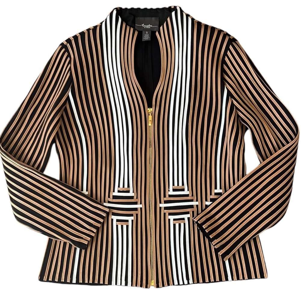 Chico's Brown and White Striped Top - Picture 3 of 11